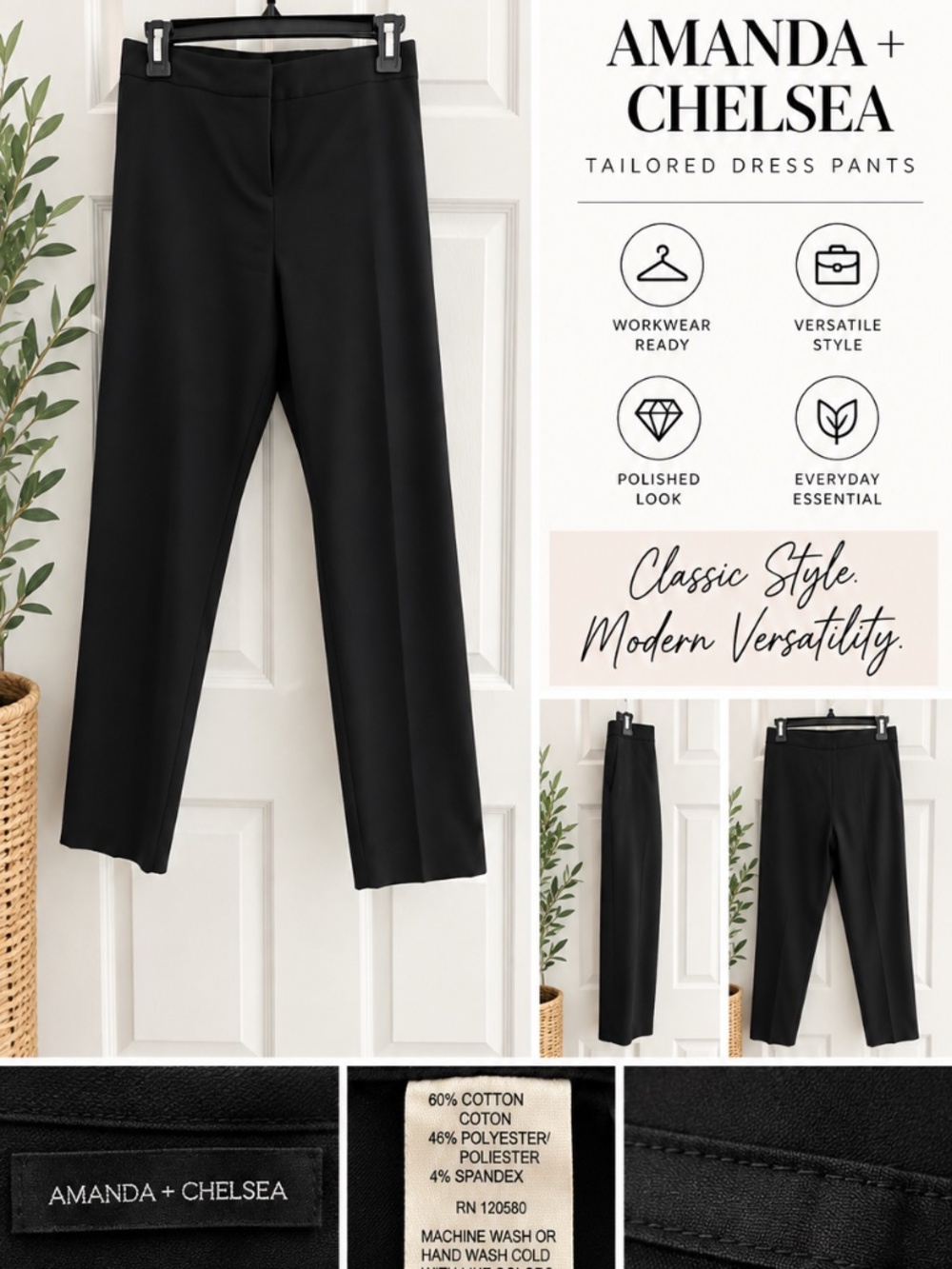 Amanda + Chelsea Black Tailored Dress Pants
